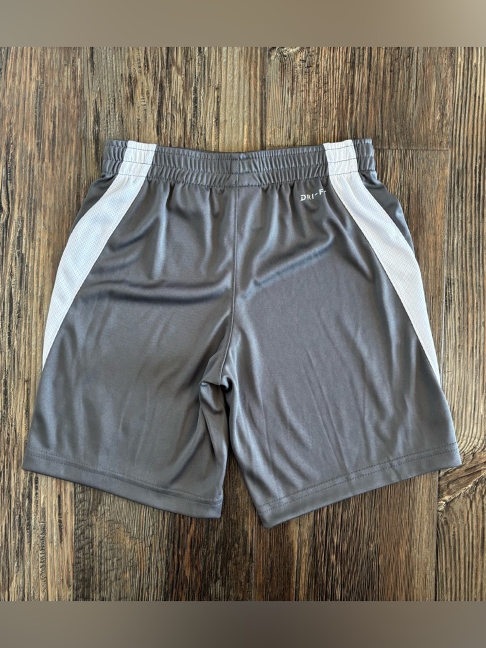 NWT Nike Dri-Fit Boys 7 (Large) Athletic Shorts Gray w/White Stripe Neon Swoosh - Picture 3 of 7